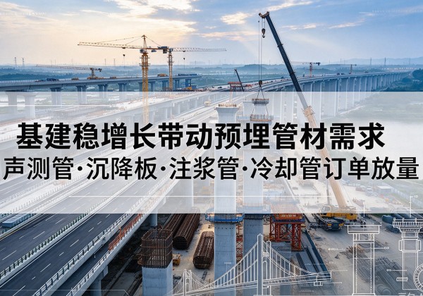 秦州基建稳增长带动预埋监测管材需求，声测管、沉降板、注浆管订单持续放量